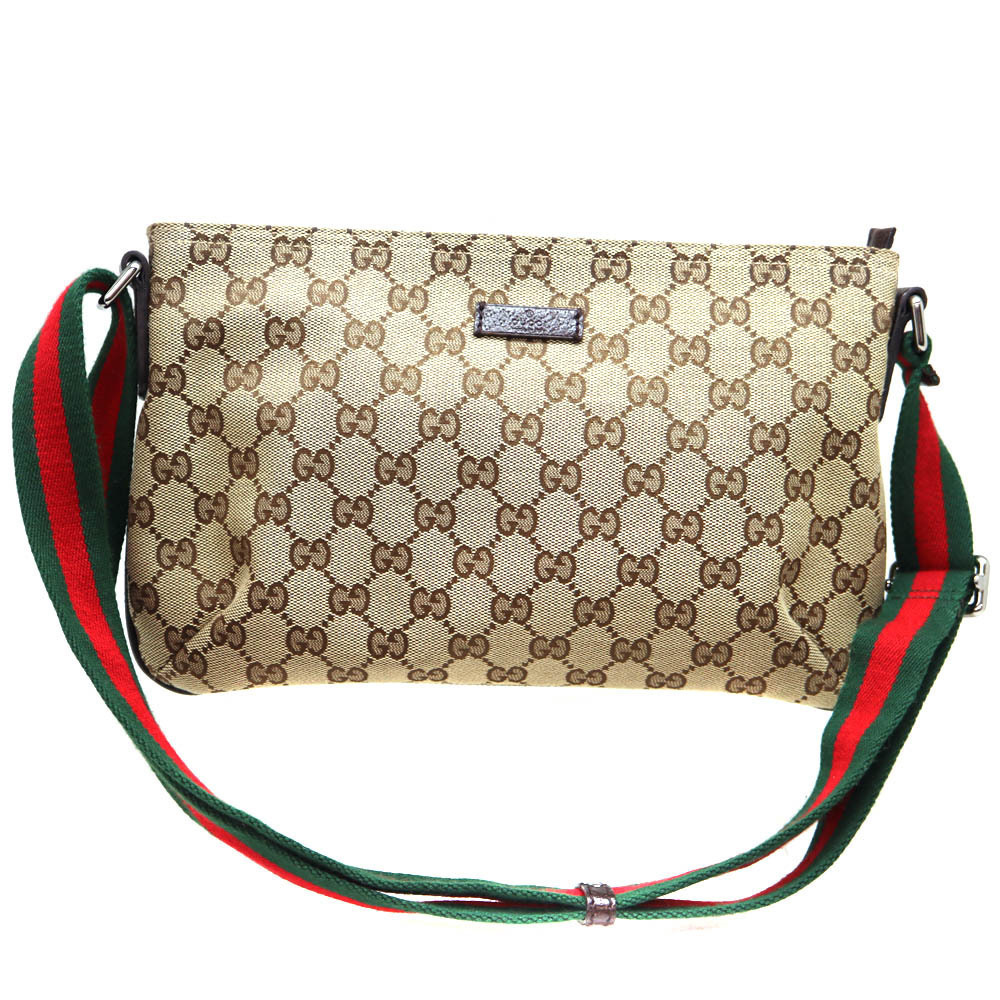 Gucci Shoulder Bag GG Canvas Leather Beige